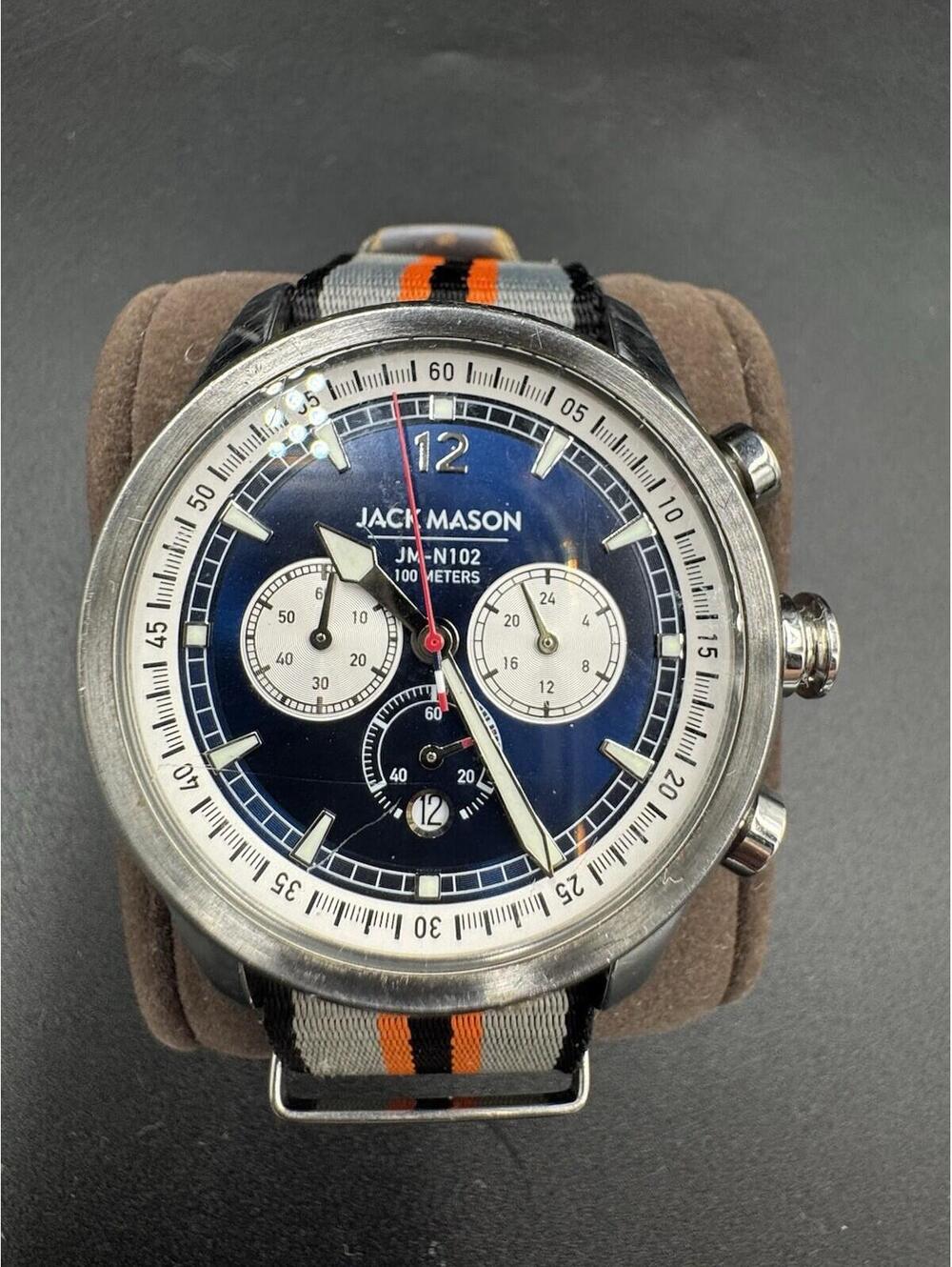Jack Mason JM-N102-027 Watch Mens 42mm Blue Dial Chronograph Date w/ Nylon Strap